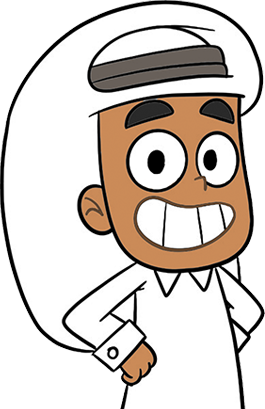 Sahtot, the main character, standing in front of his friends